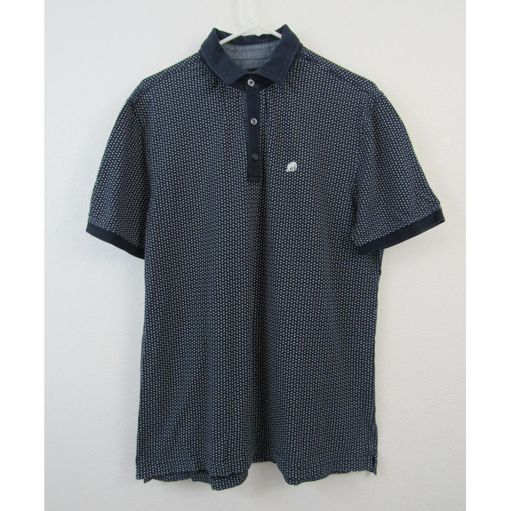 Banana Republic Large Men's Blue White Pattern Collared Polo Short Sleeve Shirt